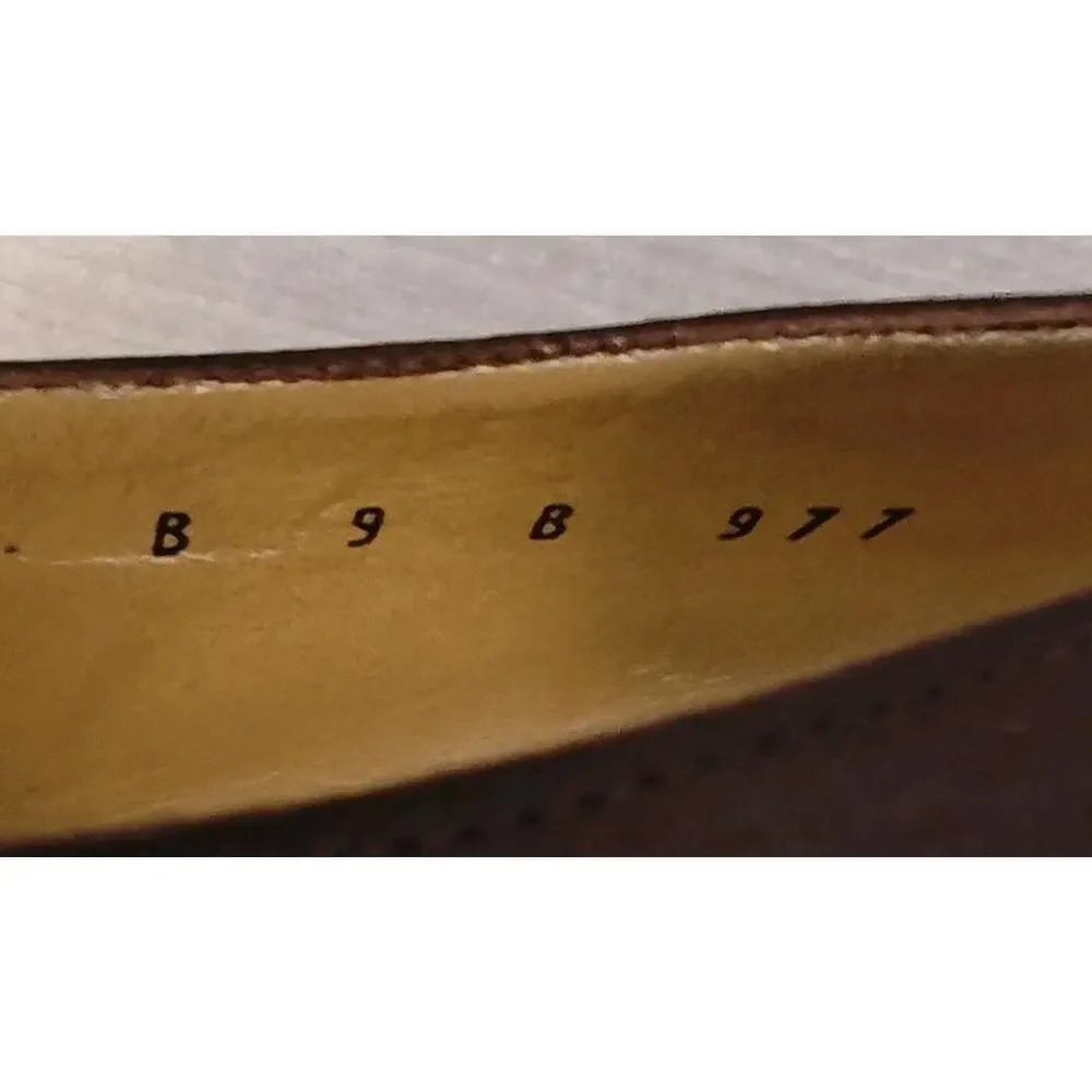 Di Sandro Pumps Brown Satin/Metallic Bronze Leather W/Rhinestone Buckle US9/EU40